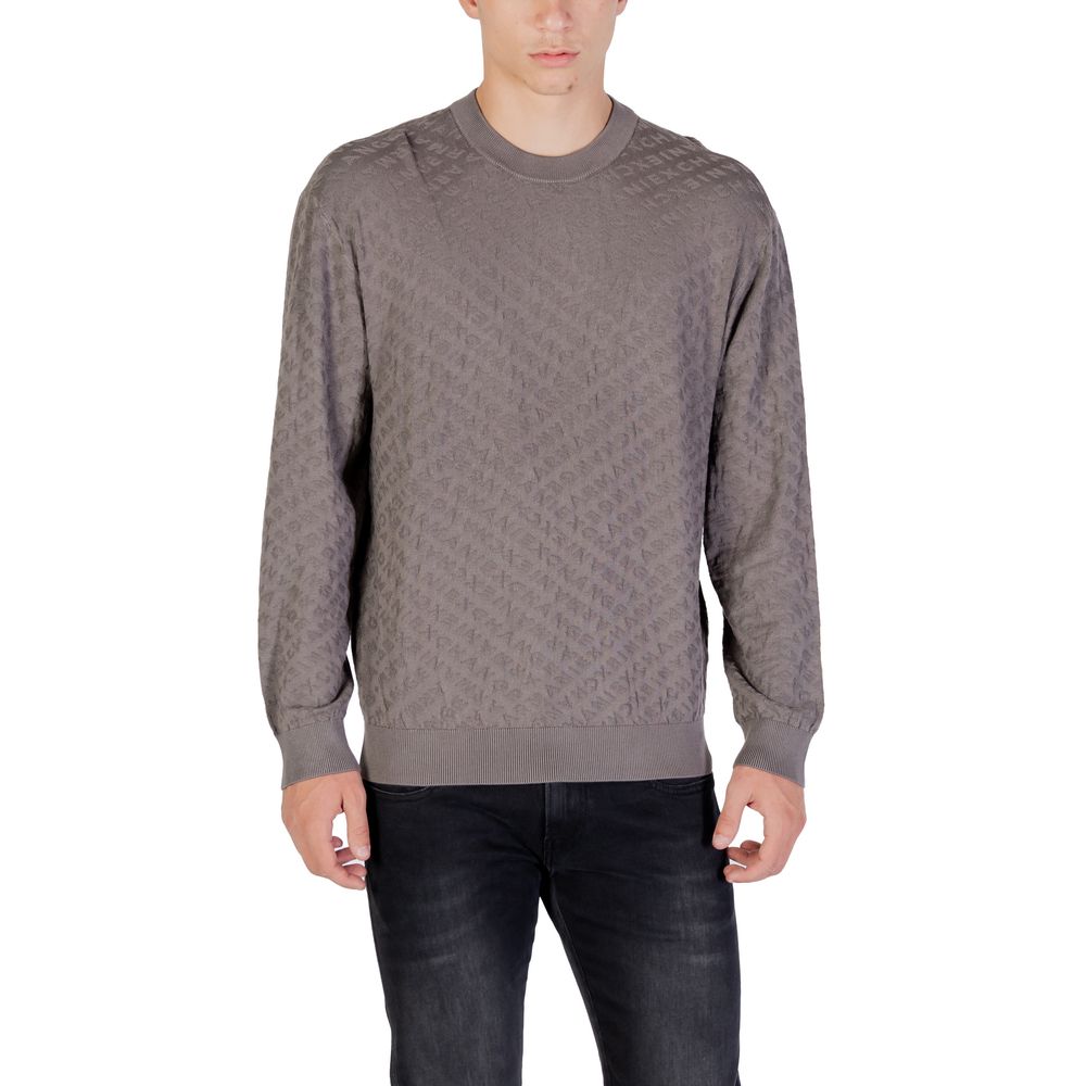 Sweat-shirt gris en polyamide de la marque Armani Exchange, vue de face avec col rond et manches longues.