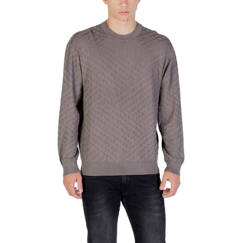 Sweat-shirt gris en polyamide de la marque Armani Exchange, vue de face avec col rond et manches longues.