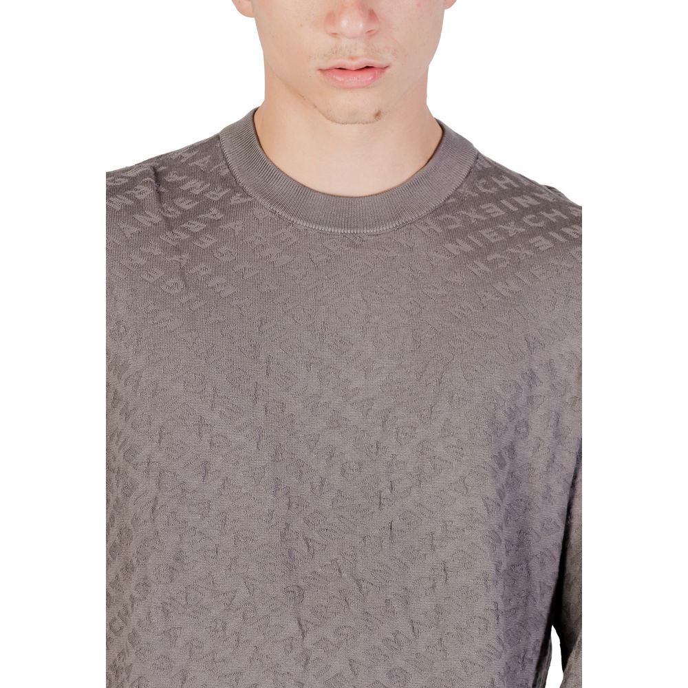 Sweatshirt grise en polyamide de la marque Armani Exchange, vue de face, tissu doux et coupe décontractée.
