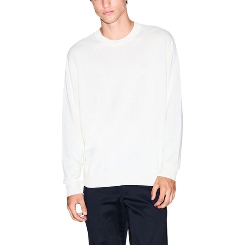Sweatshirt en viscose beige Armani Exchange avec logo brodé, col rond et manches longues pour un style décontracté.