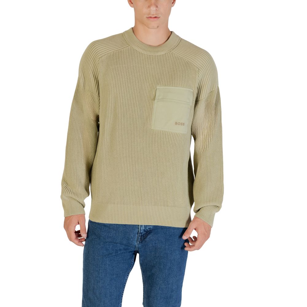 Sweat-shirt vert en coton de la marque Hugo Boss, coupe décontractée avec logo discret sur la poitrine.