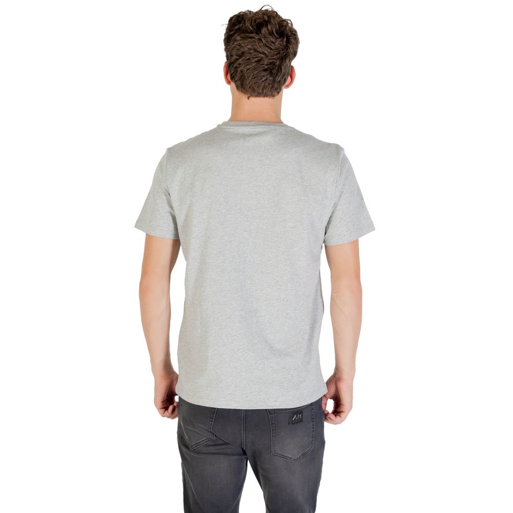 T-shirt en coton gris Ralph Lauren, coupe classique, avec logo Ralph Lauren brodé sur la poitrine, vue de face.