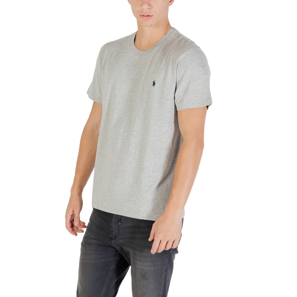 T-shirt en coton gris de Ralph Lauren, coupe classique et logo brodé sur la poitrine, vue de face.