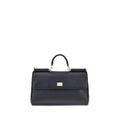 Sac à bandoulière en cuir de veau noir Bos Taurus de Dolce & Gabbana, élégant et sophistiqué, avec détails raffinés.