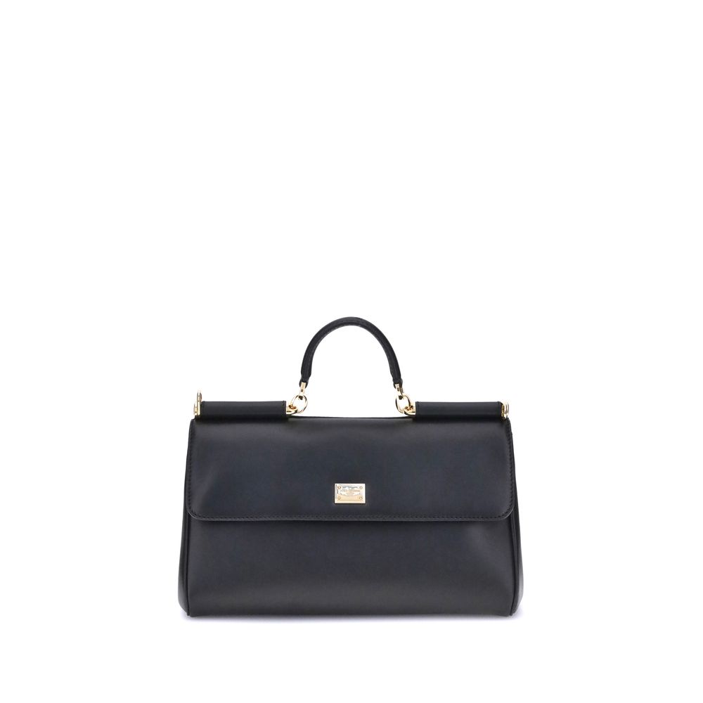 Sac à bandoulière en cuir de veau noir Bos Taurus de Dolce & Gabbana, élégant et sophistiqué, avec détails raffinés.