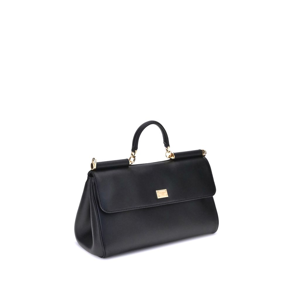 Sac à bandoulière Dolce & Gabbana Bos Taurus en cuir noir pour femme, élégant et sophistiqué.