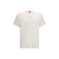 T-shirt blanc en coton Diesel pour homme, coupe classique, affichant le logo Diesel sur la poitrine.