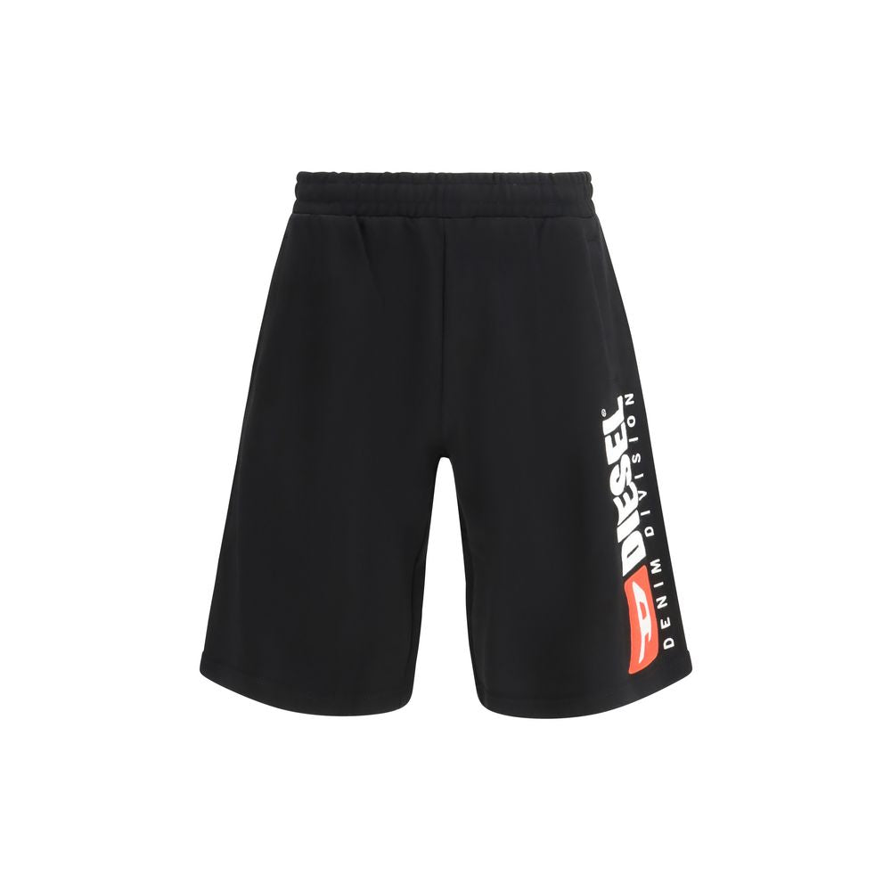 Shorts bermuda en coton noir de la marque Diesel, style décontracté avec détails modernes et coupe confortable.