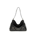 Sac à épaule Givenchy Bos Taurus en cuir de veau noir, avec détails élégants et finition sophistiquée.