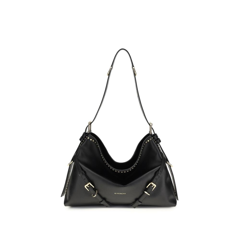 Sac à épaule Givenchy Bos Taurus en cuir de veau noir, avec détails élégants et finition sophistiquée.