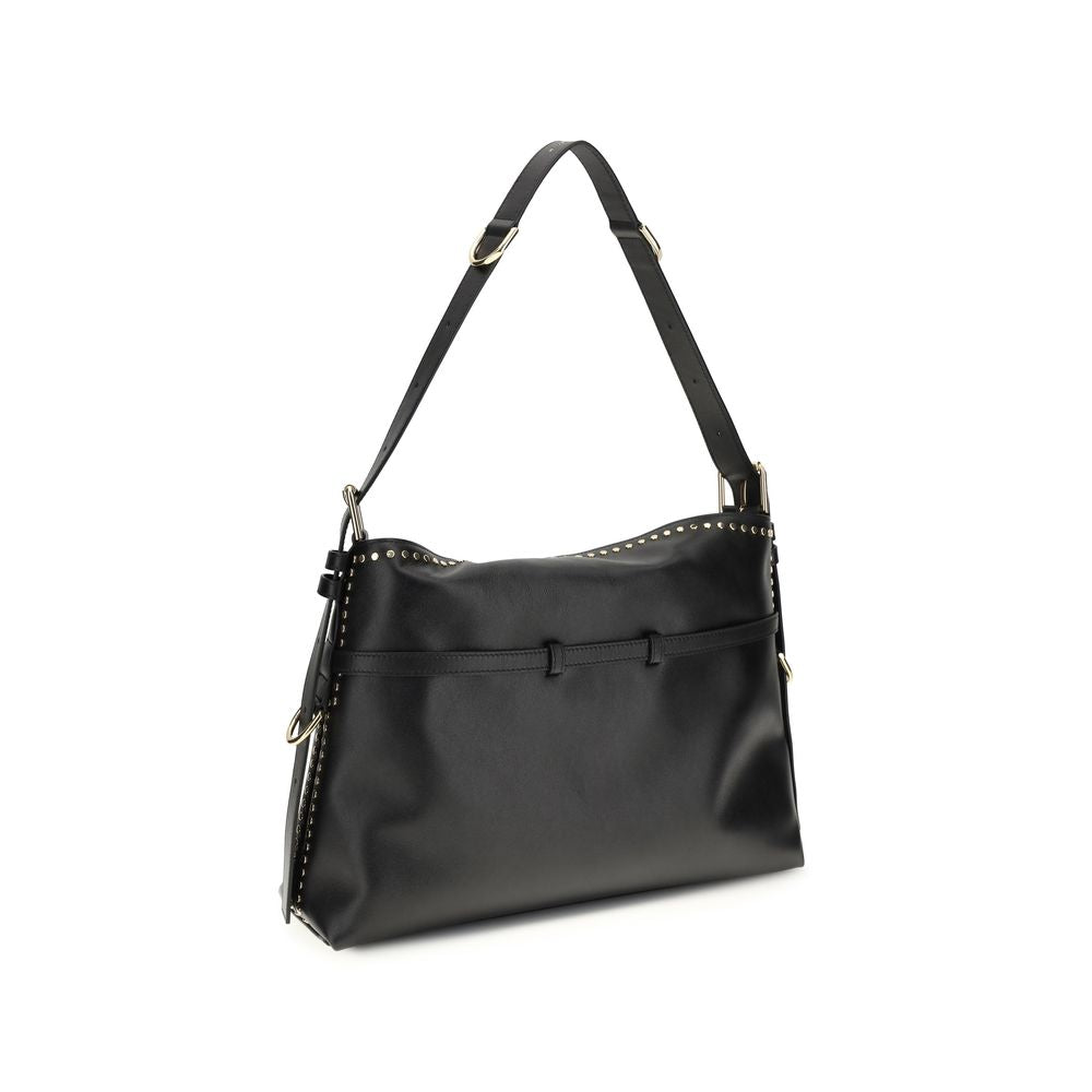 Sac à épaules Givenchy Bos Taurus en cuir de veau noir, avec détails élégants et finition sophistiquée.