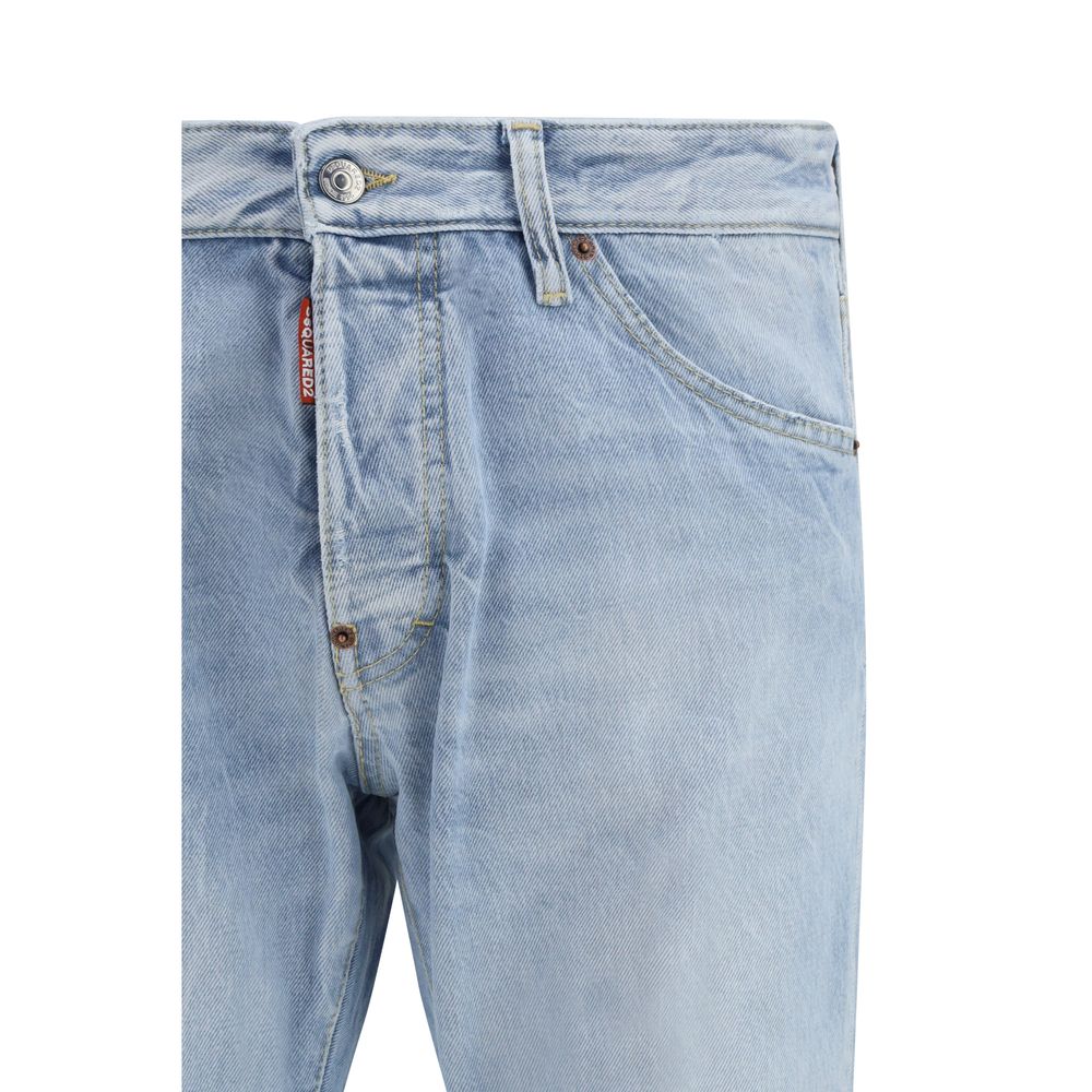 Jeans droits en coton bleu de Dsquared², style classique, visible sur le produit.