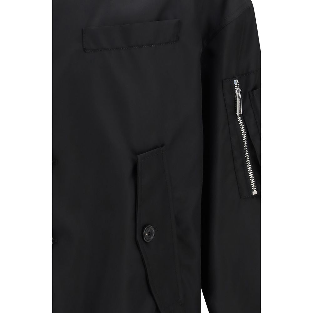 Veste bomber noire en polyamide de la marque Dsquared², vue de face avec fermeture éclair et col côtelé.