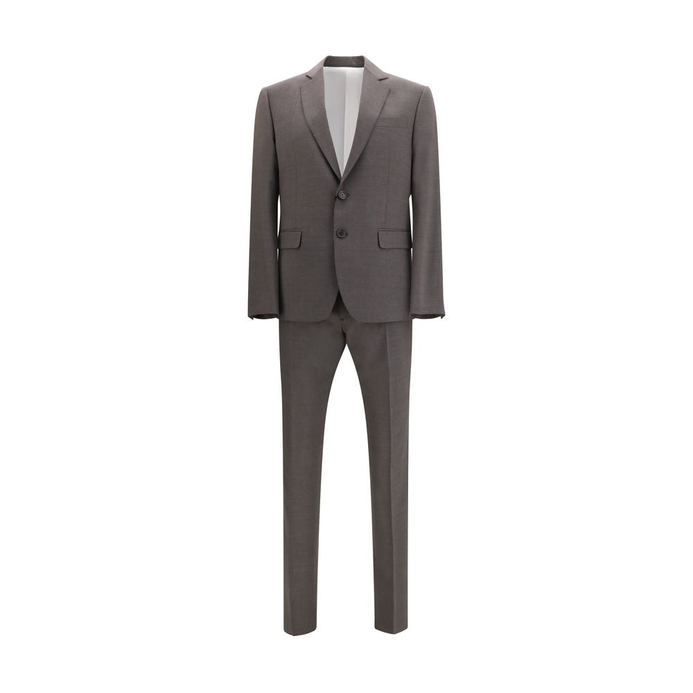 Costume gris en laine deux pièces de Dsquared², blazer et pantalon élégants, porté sur un mannequin dans un environnement neutre.