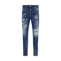 Jeans slim en coton bleu de la marque Dsquared², coupe ajustée, visible en détail dans l’image.