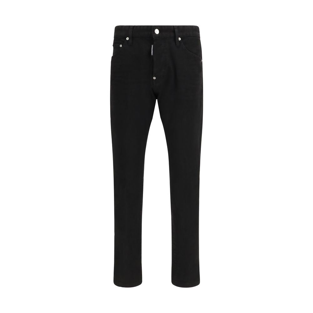 Jeans slim en coton noir de Dsquared², coupe ajustée et moderne, visibles sur cette image.
