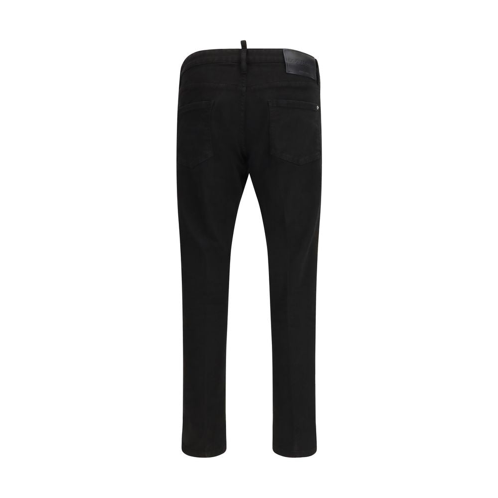 Jeans slim en coton noir de Dsquared², coupe ajustée, détails modernes, visible sur le produit.