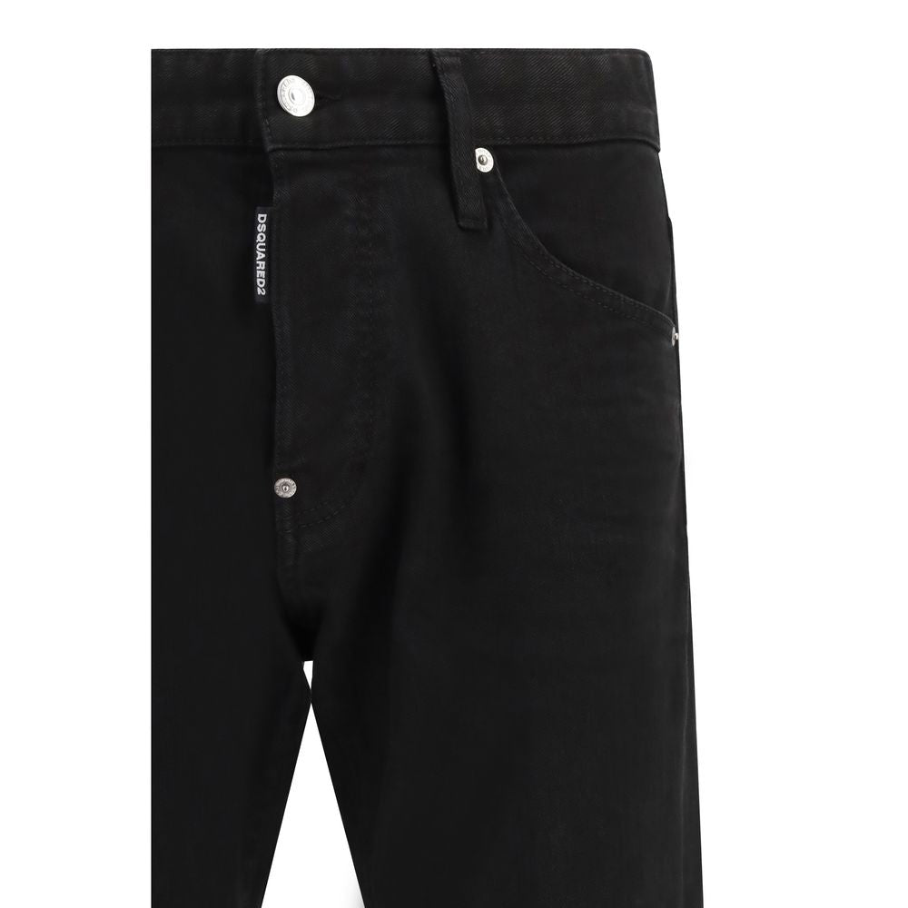 Jeans slim en coton noir de Dsquared², coupe ajustée, visibles détails de couture et fermeture éclair.