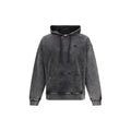 Sweat-shirt en coton noir de la marque Diesel avec logo discret, porté de façon décontractée.