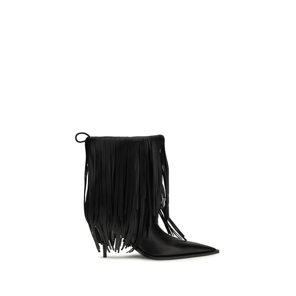 Bottes ankle en cuir de veau noir Balenciaga Bos Taurus, style élégant et sophistiqué, vue de côté sur fond neutre.