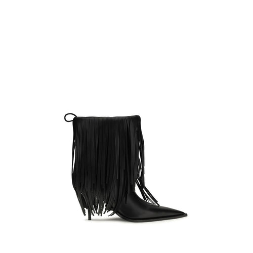 Bottes ankle en cuir de veau noir Balenciaga Bos Taurus, style élégant et sophistiqué, vue de côté sur fond neutre.