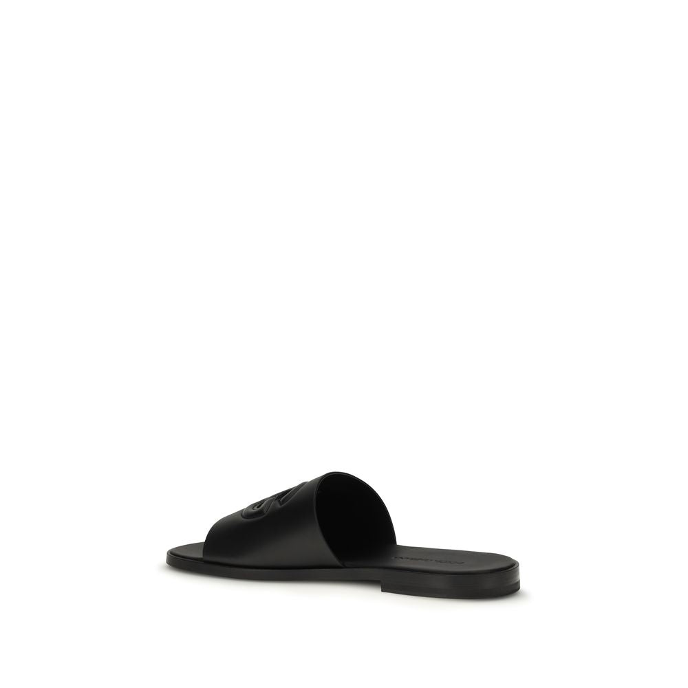 Dolce & Gabbana Schwarze Sandalen aus Kalbsleder Bos Taurus