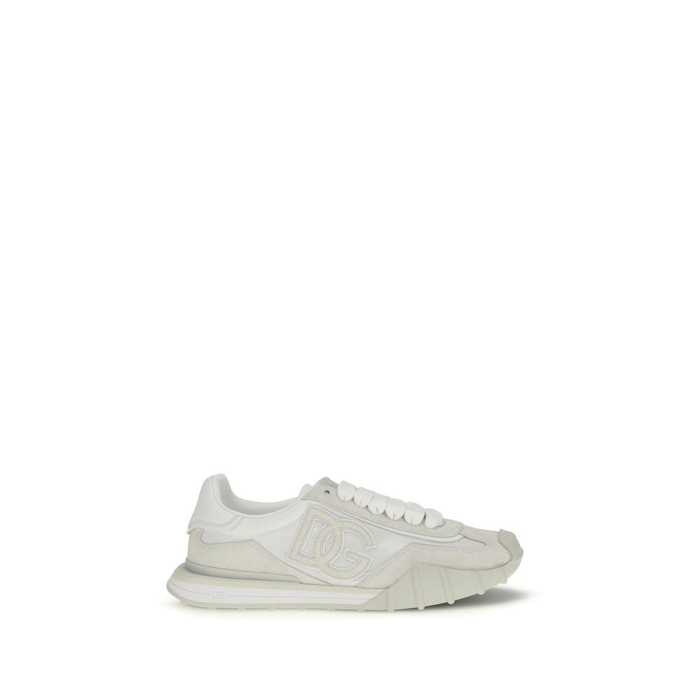 Chaussures de sport Dolce & Gabbana Bos Taurus en cuir blanc pour homme, baskets athlétiques élégantes et confortables.