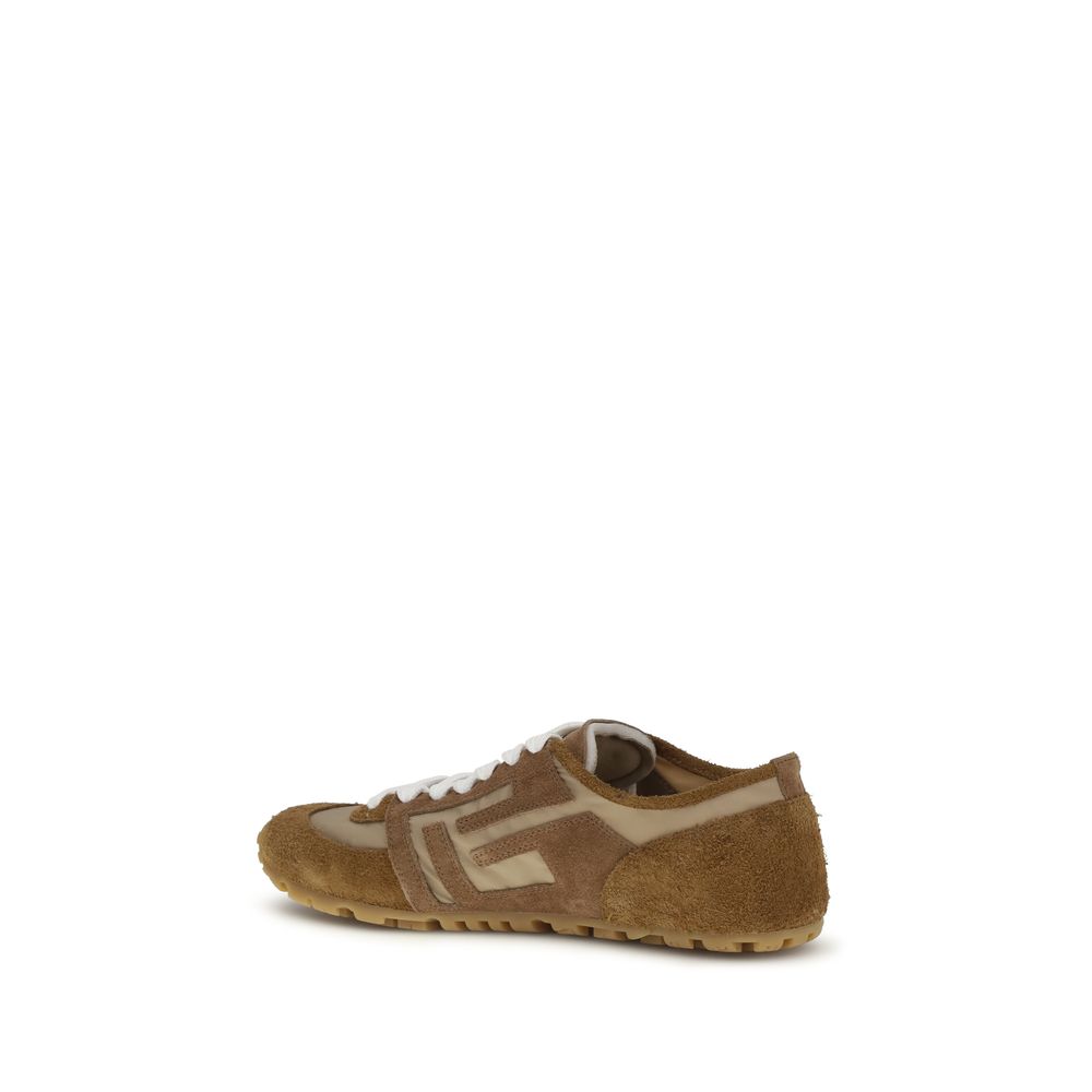 Chaussures de sport Balmain Bos Taurus en cuir de veau beige, baskets athlétiques élégantes et confortables.