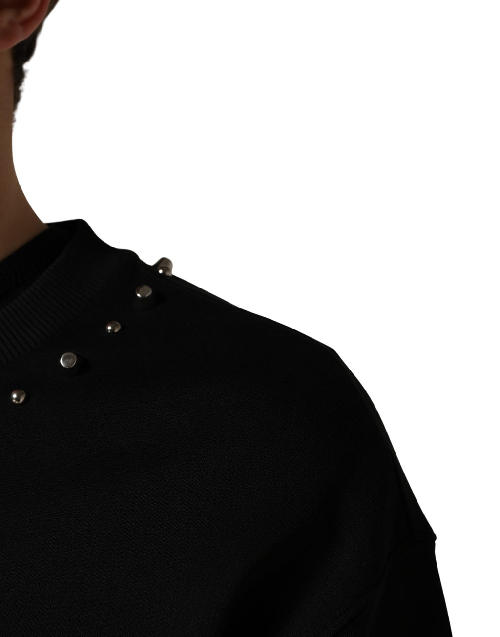 Sweat-shirt en coton noir Dolce & Gabbana avec embellissements, doux et à coupe décontractée.