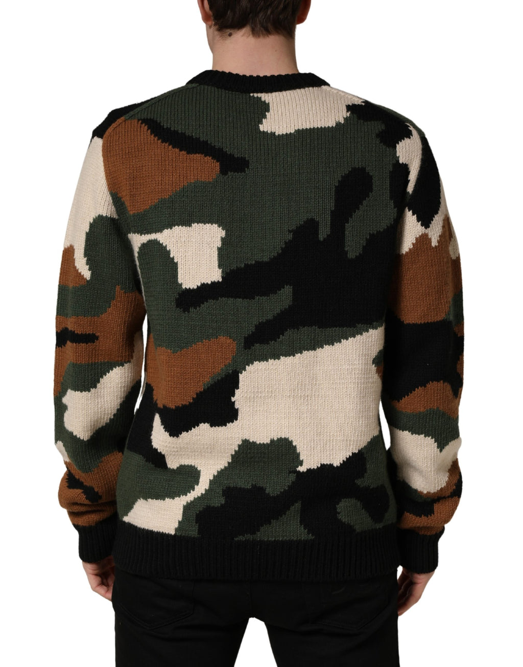 Pull Dolce & Gabbana en tricot à motif camouflage multicolore, sweat-shirt à manches longues et style sophistiqué.