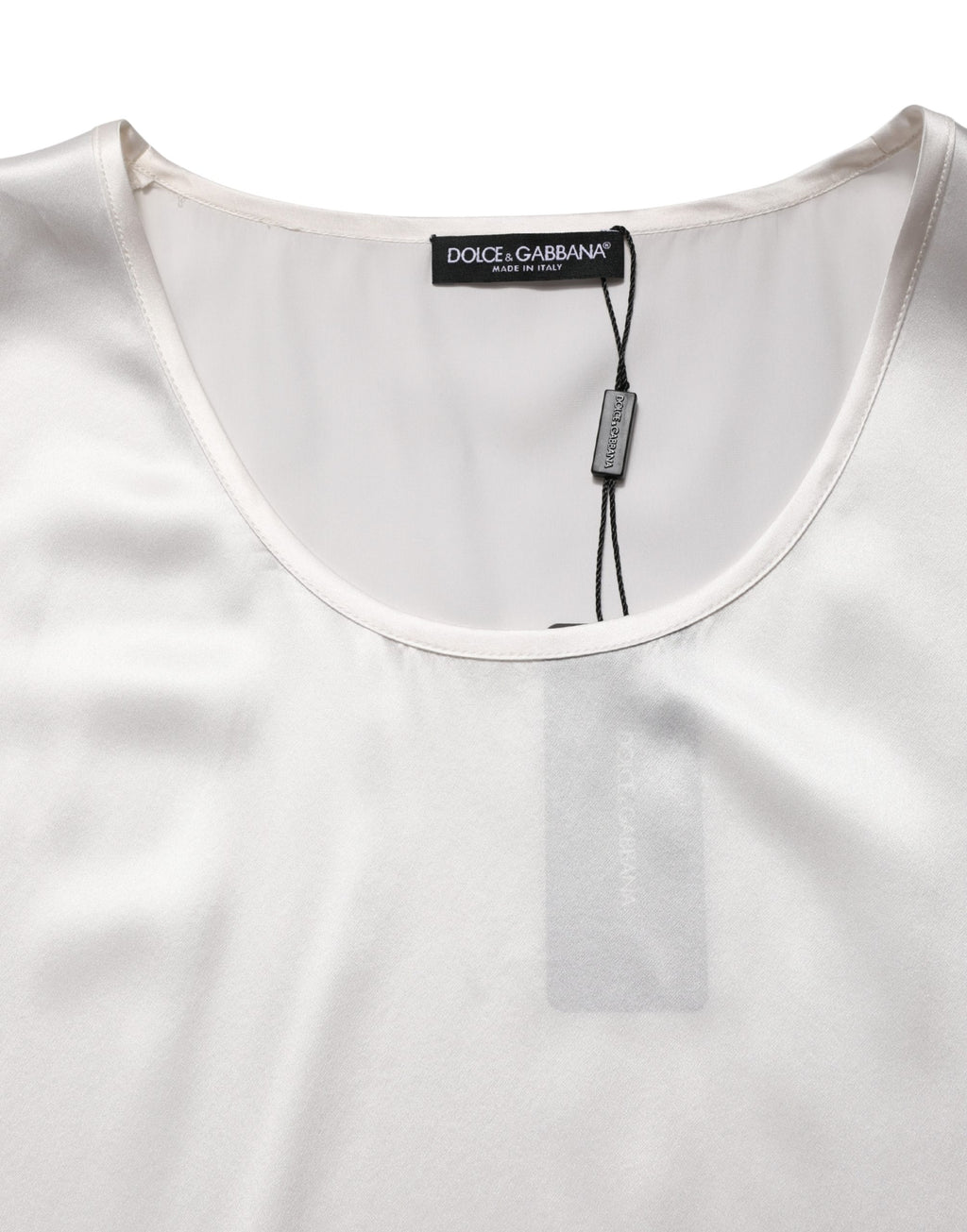 Débardeur en satin blanc de Dolce & Gabbana, sans manches, en polyester, élégant et confortable, pour un style sophistiqué.