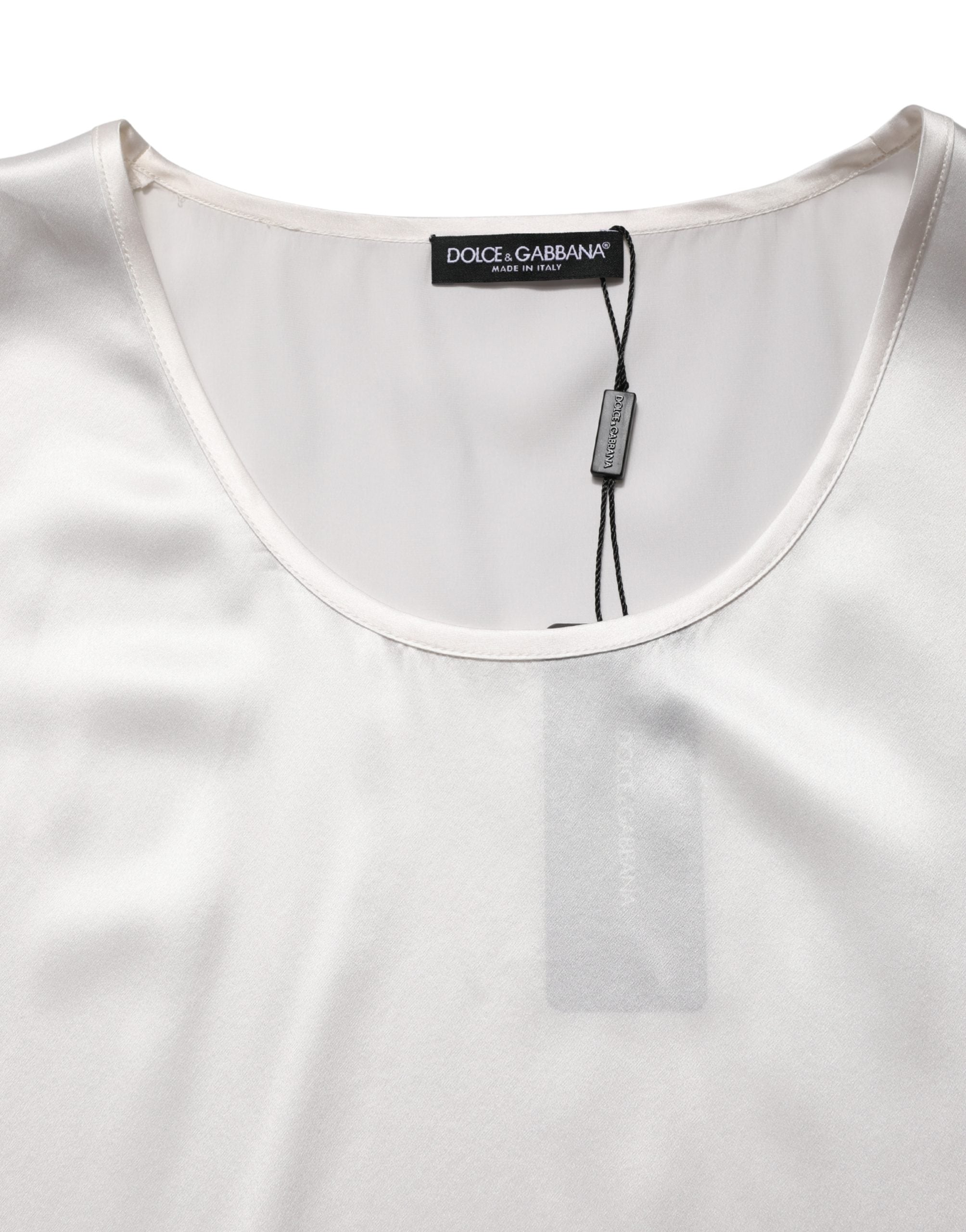 Débardeur en satin blanc de Dolce & Gabbana, sans manches, en polyester, élégant et confortable, pour un style sophistiqué.