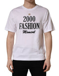 T-shirt blanc Dolce & Gabbana pour homme avec motif graphique, col rond, style décontracté et logo visible sur le devant.