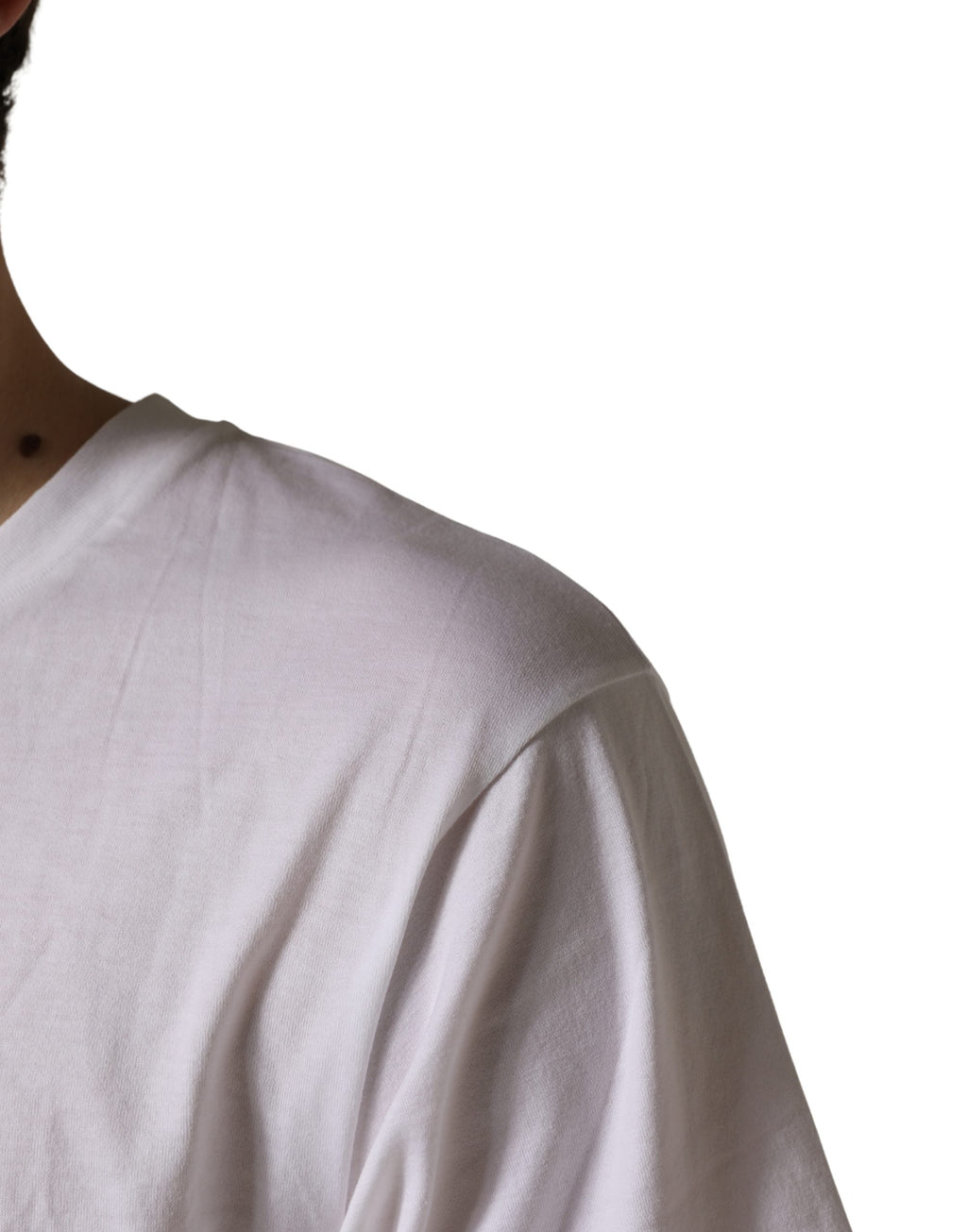 T-shirt blanc à motif graphique Dolce & Gabbana pour homme, col rond, style décontracté, en coton.