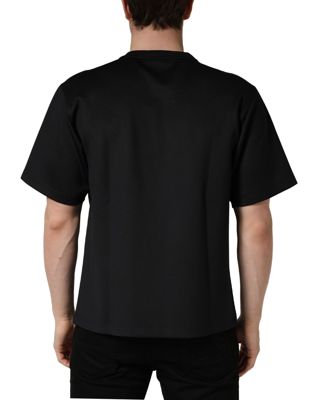 T-shirt à col rond noir Dolce & Gabbana Have Fun avec embellissements, style décontracté et détails décoratifs visibles.