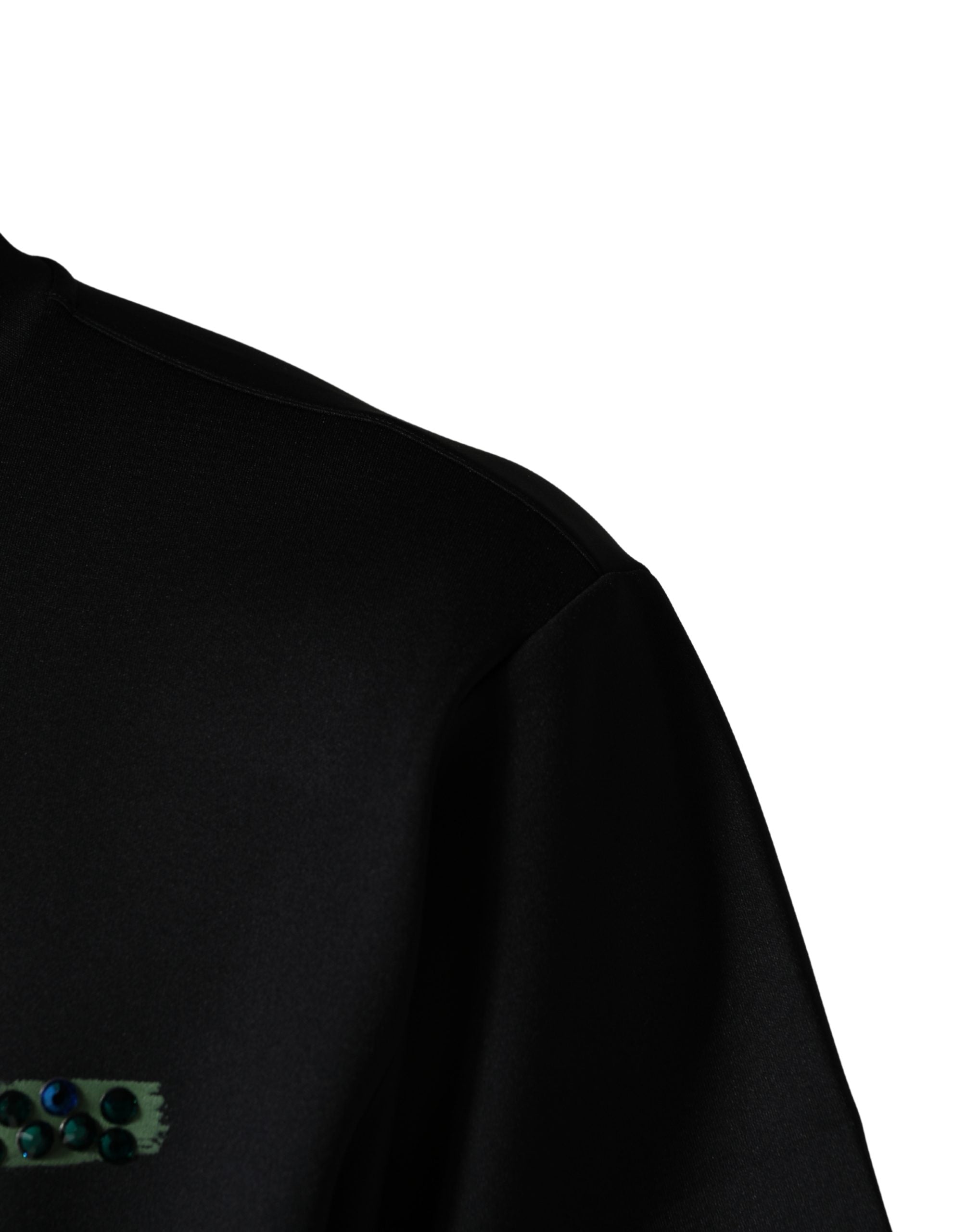 T-shirt noir Dolce & Gabbana Have Fun à col rond orné de embellissements, mode décontractée pour homme.
