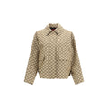 Veste bomber en coton beige de Gucci, coupe élégante et détails raffinés, vue de face sur fond neutre.