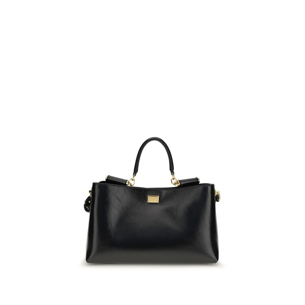 Dolce & Gabbana Schwarze Kalbsleder Bos Taurus Schultertasche