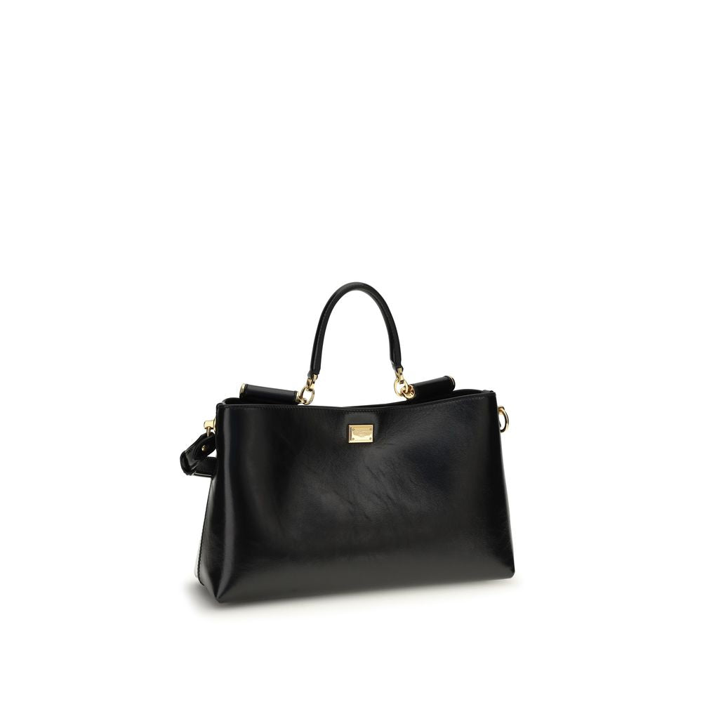 Dolce & Gabbana Schwarze Kalbsleder Bos Taurus Schultertasche