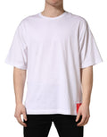 T-shirt blanc à manches courtes et col rond de Dolce & Gabbana, coton léger, vue de face sur mannequin.