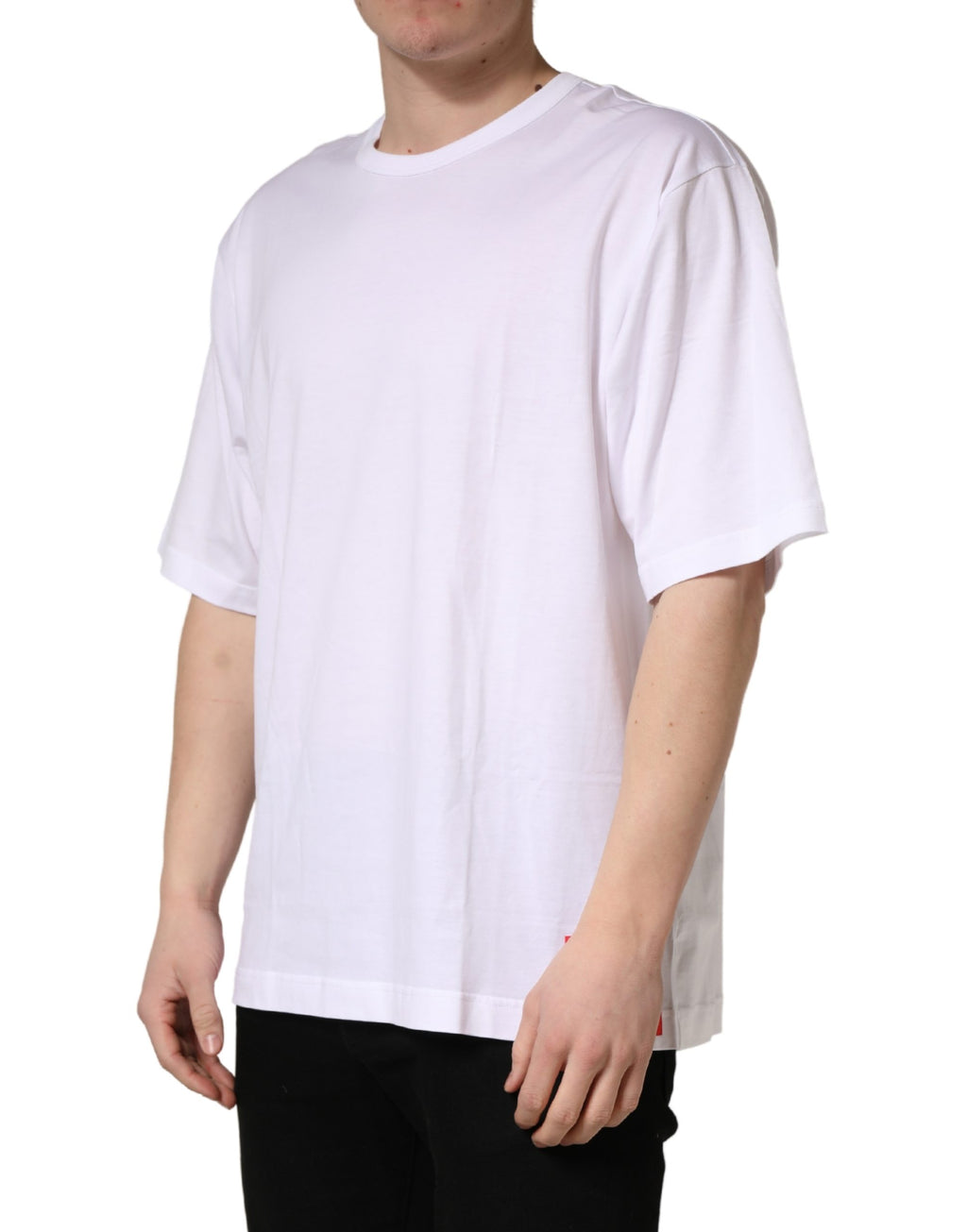 T-shirt blanc en coton à manches courtes et col rond de Dolce & Gabbana, élégant et confortable.