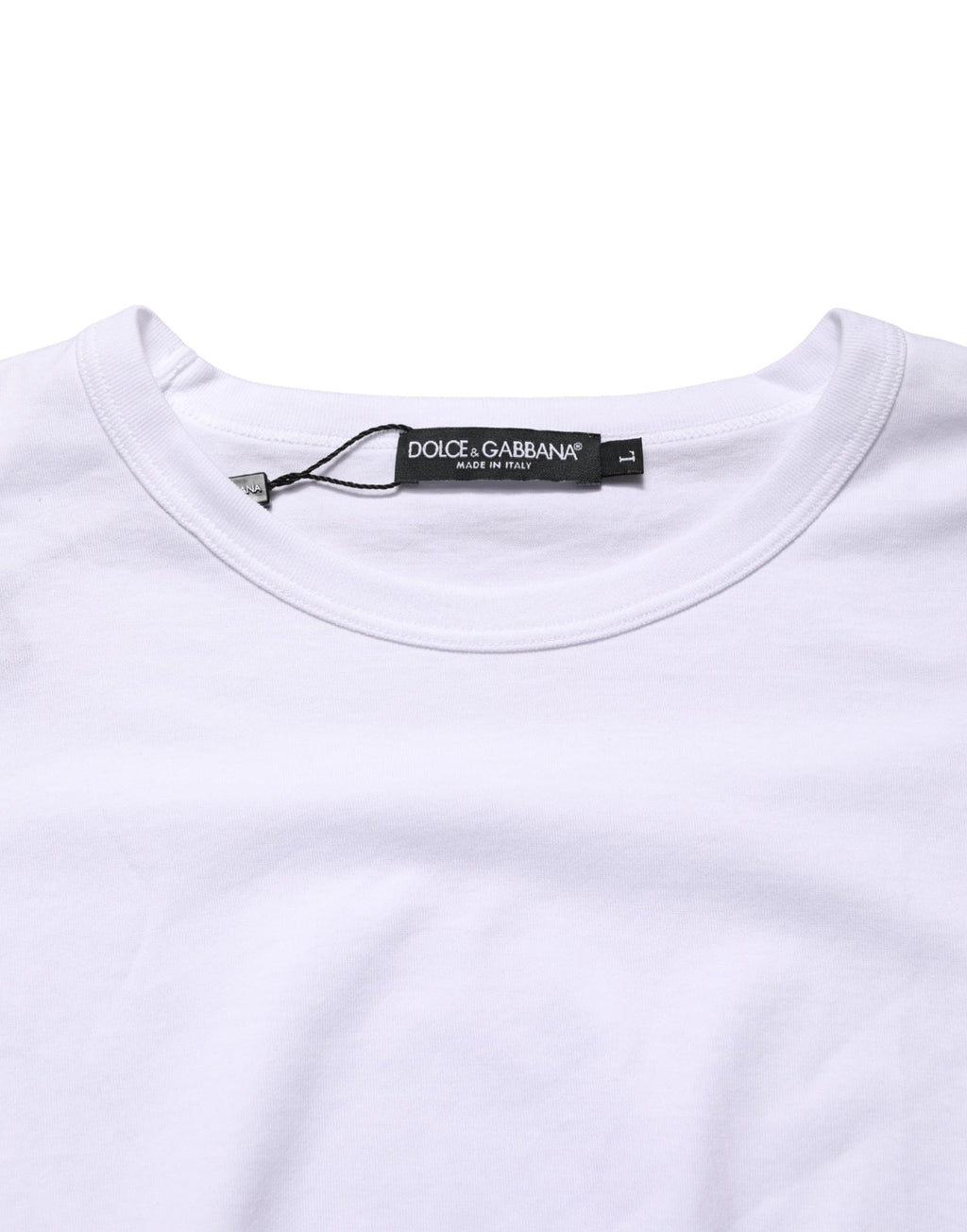 T-shirt Dolce & Gabbana en coton blanc à manches courtes et col rond, vue de face.