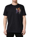 T-shirt à col rond noir Dolce & Gabbana avec patch "#DGFAMILY" pour homme, vue de face.
