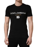 T-shirt pour homme Dolce & Gabbana DG London noir en coton avec col rond, vue de face.