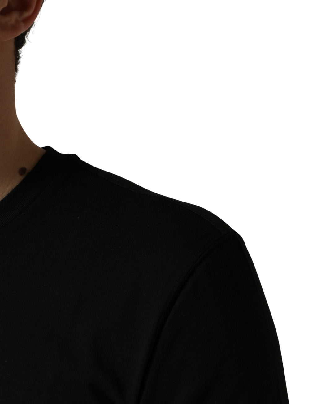 T-shirt homme en coton noir Dolce & Gabbana DG London avec col rond, vue de face, détail du design sur le devant.