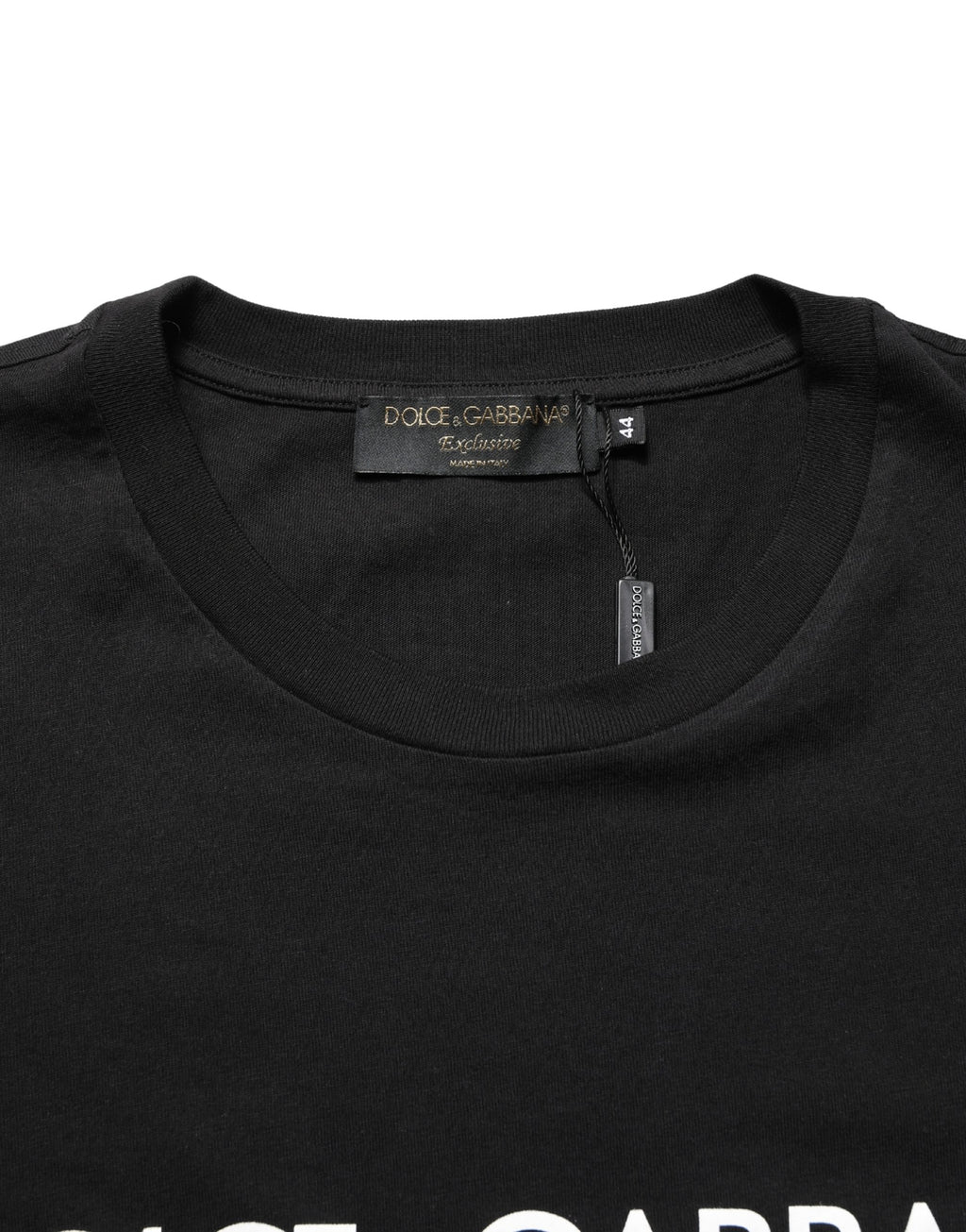 T-shirt homme Dolce & Gabbana en coton noir avec col rond DG London, vue de face.