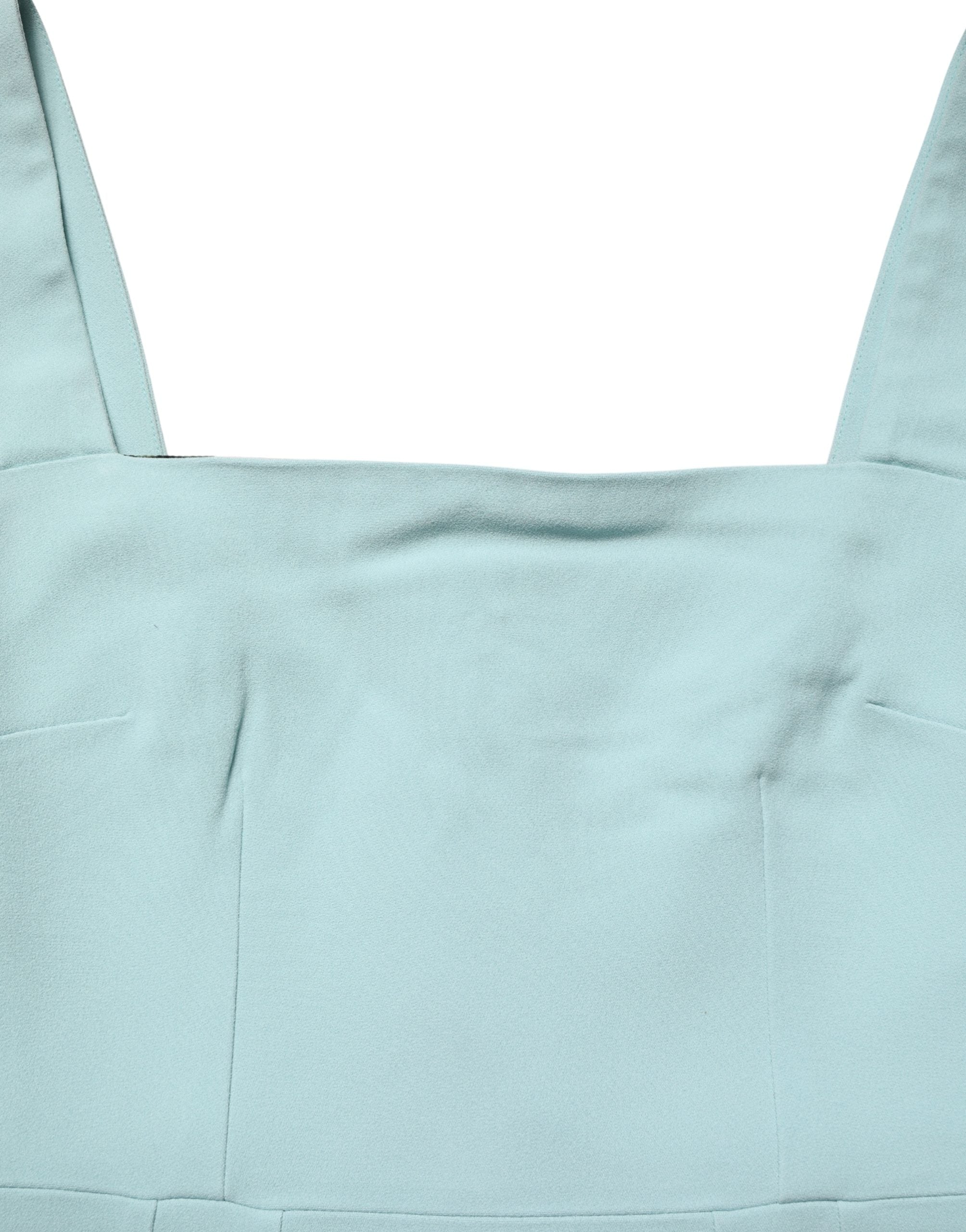 Robe courte sans manches Dolce & Gabbana verte à col carré, élégante et tendance, vue de face.
