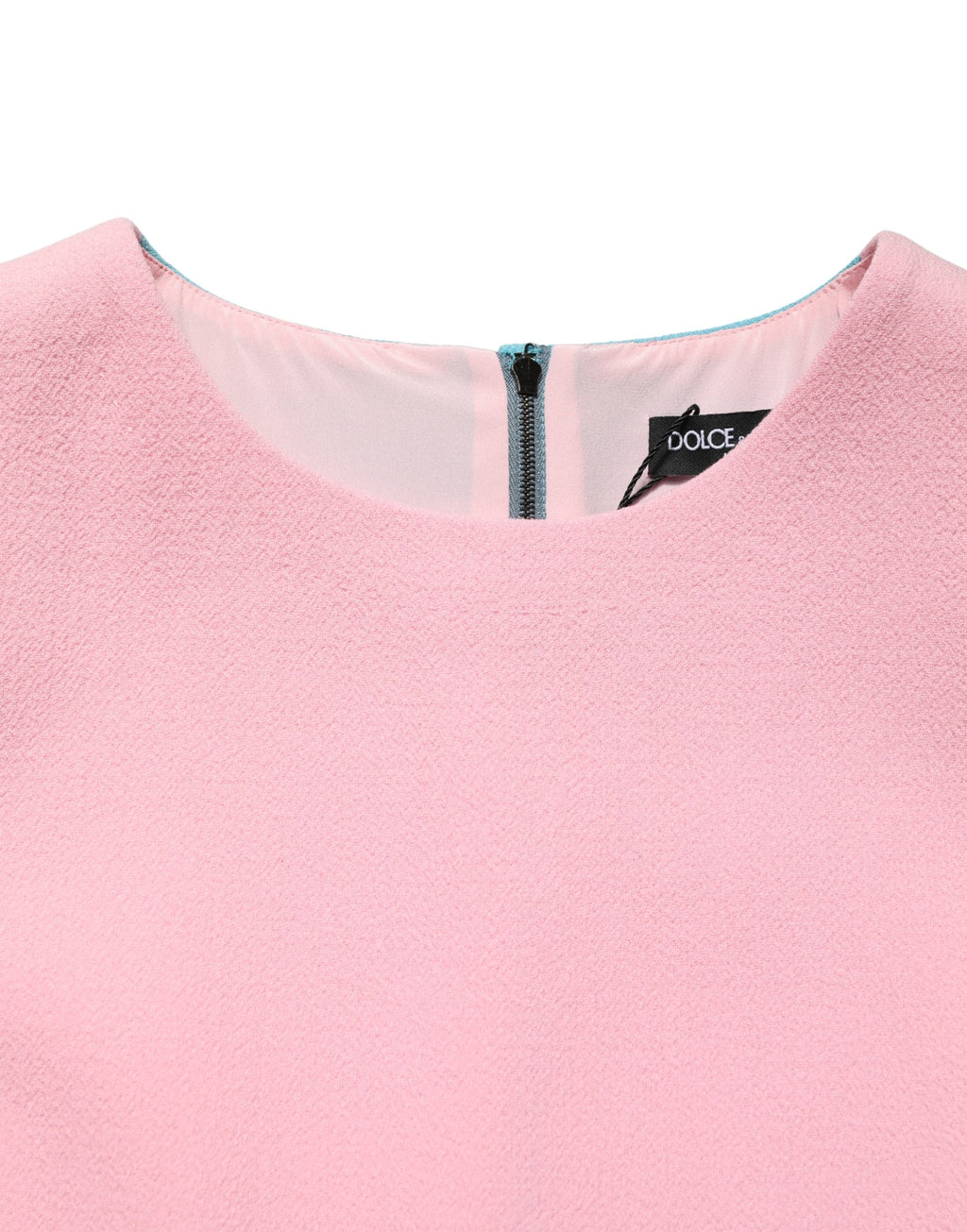 Robe courte sans manches Dolce & Gabbana en laine rose et bleue, style shift, petite robe élégante pour femmes.
