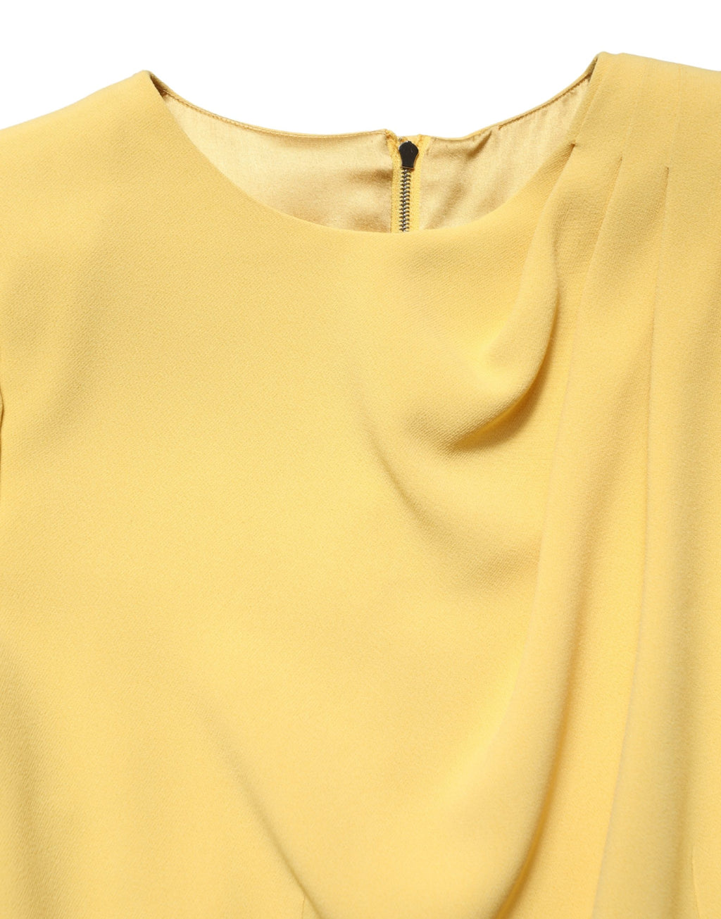 Robe midi en soie jaune à manches longues de Dolce & Gabbana, coupe ajustée et élégante pour femme.