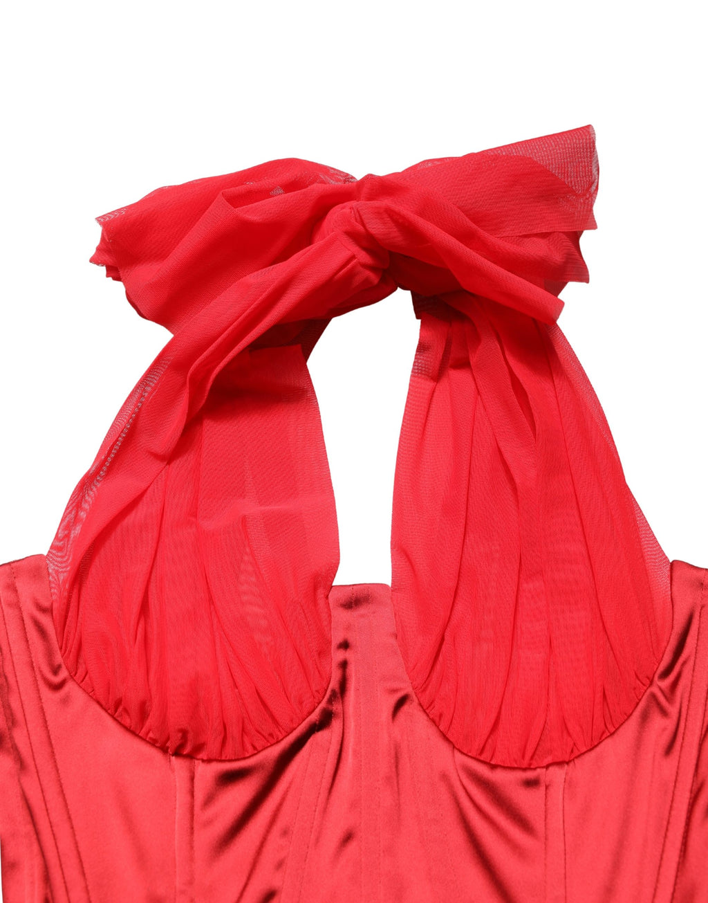 Robe corset rouge sans manches de Dolce & Gabbana, coupe ajustée et style halter, idéale pour une occasion élégante.